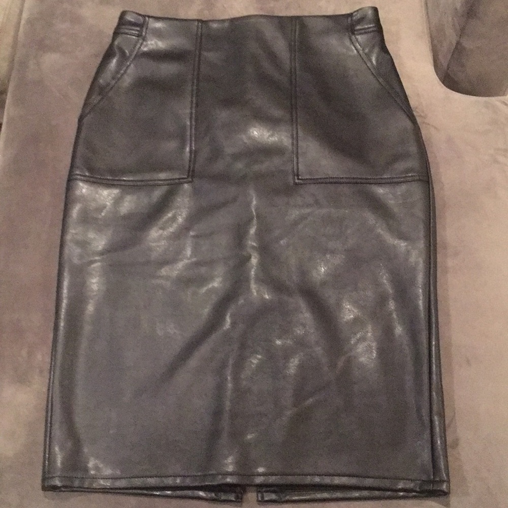 BR Vegan Leather Pencil Skirt
